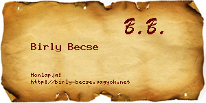 Birly Becse névjegykártya